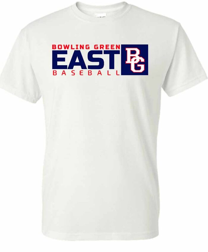 BG East White Bowling Green East Baseball T-Shirt