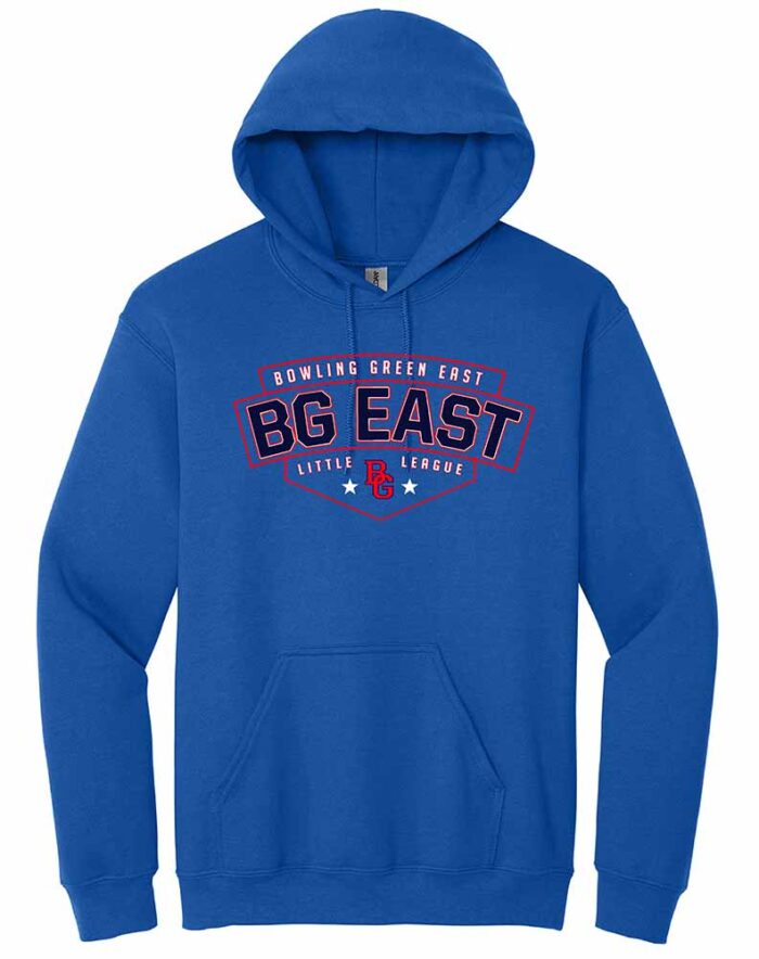 BG East Gildan Hoodie Badge Logo Royal